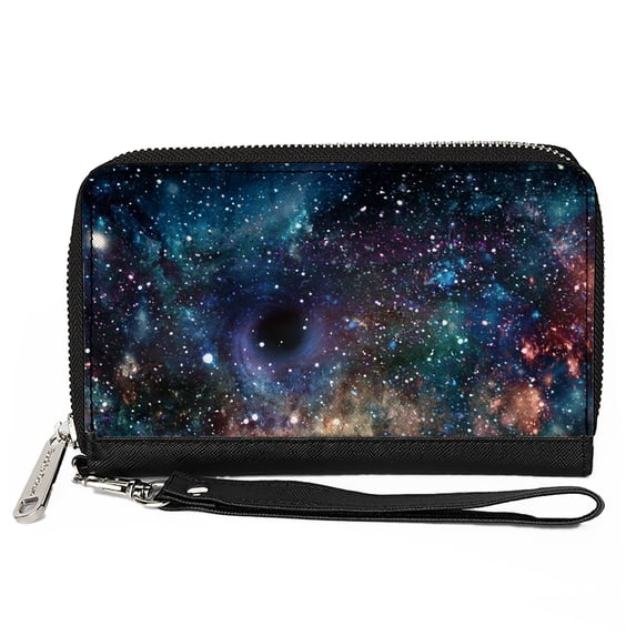 Buckle-Down Wallet, Zip Around, Galaxy Collage, Vegan Leather
