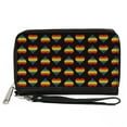 thumbnail image 1 of Buckle-Down Wallet, Zip Around, Rainbow Hearts Flip Black Multi Color, Vegan Leather, 1 of 7