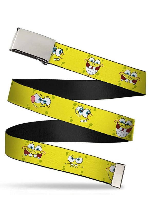 Adjustable Belt, Clamp Buckle, Cut-to-Fit, SpongeBob Expressions Yellow