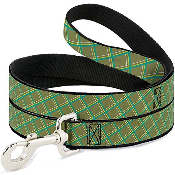 buckle-down "wire grid tan green yellow" dog leash