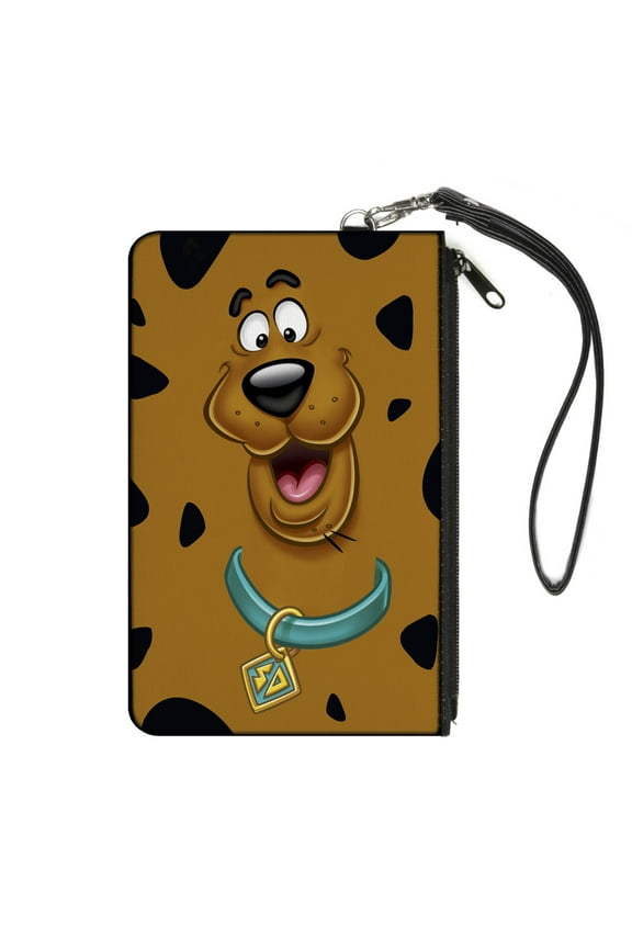 Women's Wallet Canvas Zip Clutch Scooby Doo Smiling Face Spots Brown Black