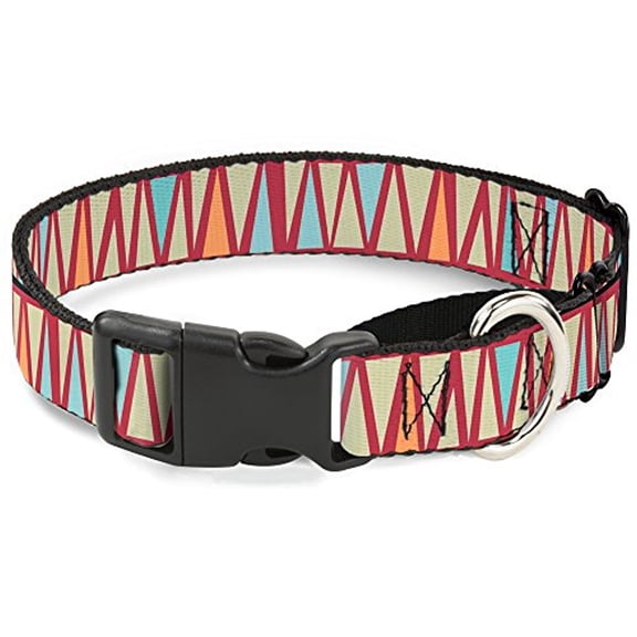 buckle-down zig zag doodle red tan blues orange martingale dog collar