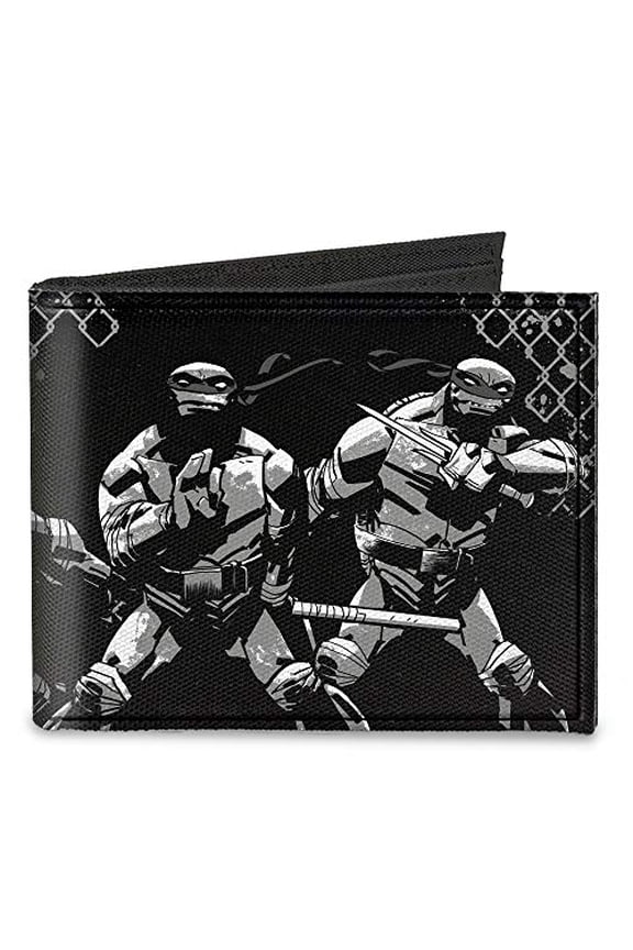mens Buckle-down Canvas Bifold - Ninja Turtles Wallet, Ninja Turtles, 4.0 x 3.5 US