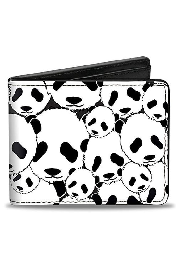 Wallet, Bifold, Panda Bear Stacked, Vegan Leather