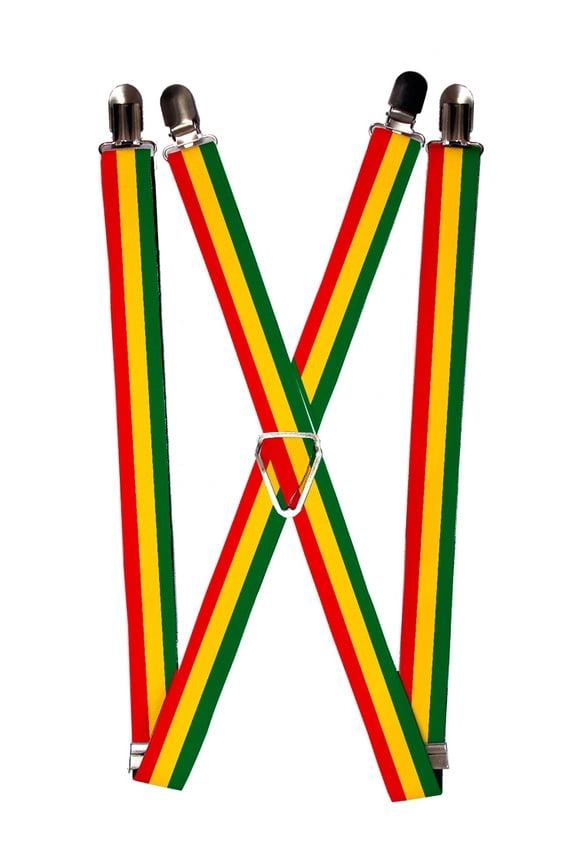 mens Buckle-down - Rasta Suspenders, Multicolor, One Size US