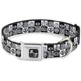 thumbnail image 1 of Buckle-Down Pet Collar, Dog Collar Metal Seatbelt Buckle, Robot Heads Checkers Black White, 20 to 31 Inches 1.5 Inch Wide, 1 of 8