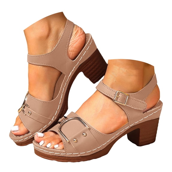 Buckle Dressy Sandals for Women Ladies 2025 Fashion Peep Toe Platform Chunky High Heels Summer Dress Shoes