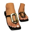 thumbnail image 1 of Buckle Flat Sandals for Women 2025 Summer Fashion Casual Square Open Toe Flip Flop Beach Dressy Thongs Slides, 1 of 10