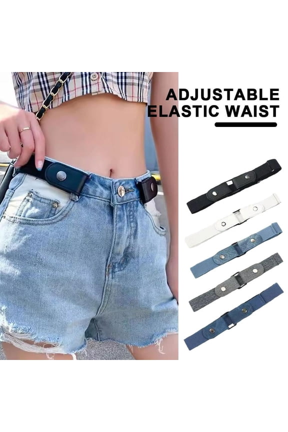 Buckle-Free Elastic Invisible Waist Belt for Jeans, No-Bulge Adjustable Stretch Belt with Non-Marking Design, Gray