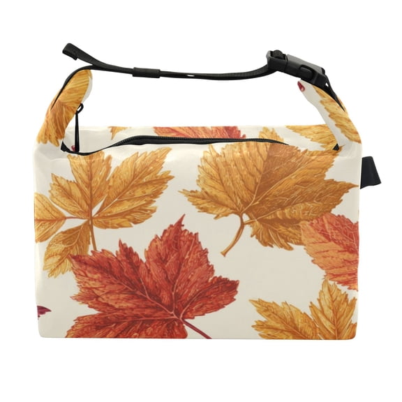 Buckle Handle Insulated Picnic Lunch Bag With Adjustable Strap 7L Capacity Autumn Leaves