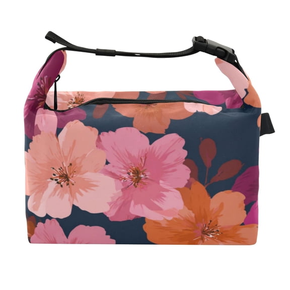 Buckle Handle Insulated Picnic Lunch Bag With Adjustable Strap 7L Capacity Blooming