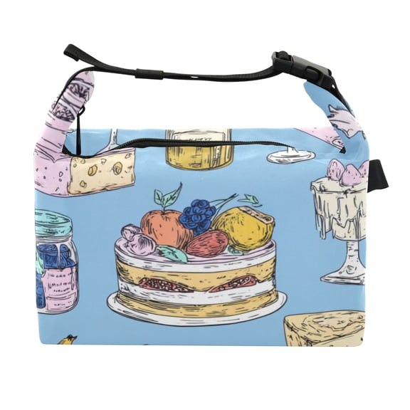 Buckle Handle Insulated Picnic Lunch Bag With Adjustable Strap 7L Capacity Cake Jam Jar