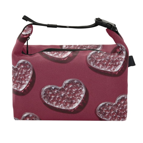 Buckle Handle Insulated Picnic Lunch Bag With Adjustable Strap 7L Capacity Heart-shaped Bubble