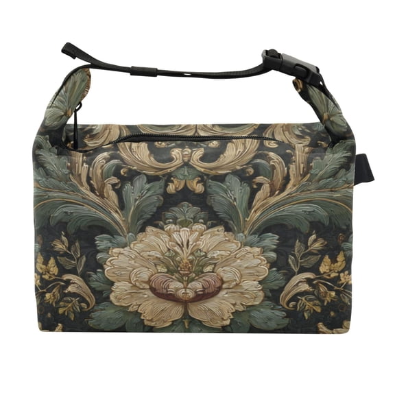 Buckle Handle Insulated Picnic Lunch Bag With Adjustable Strap 7L Capacity Muted Golds