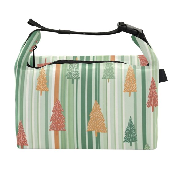 Buckle Handle Insulated Picnic Lunch Bag With Adjustable Strap 7L Capacity Pine Tree
