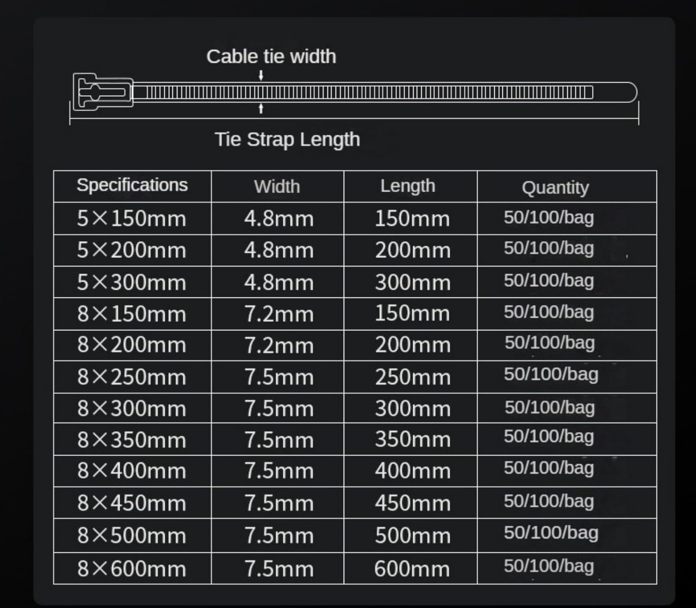 Buckle SelfLocking Premium Nylon Cable Wire Ties Adjustable Zip Ties Strap
