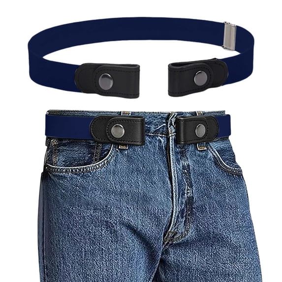 No Buckle Stretch No Show Belt for Men Buckless Invisible Elastic Belt for Jeans Pants Adjustable Belt Loop Comfortable And Easy to Use QURATI Dark Blue