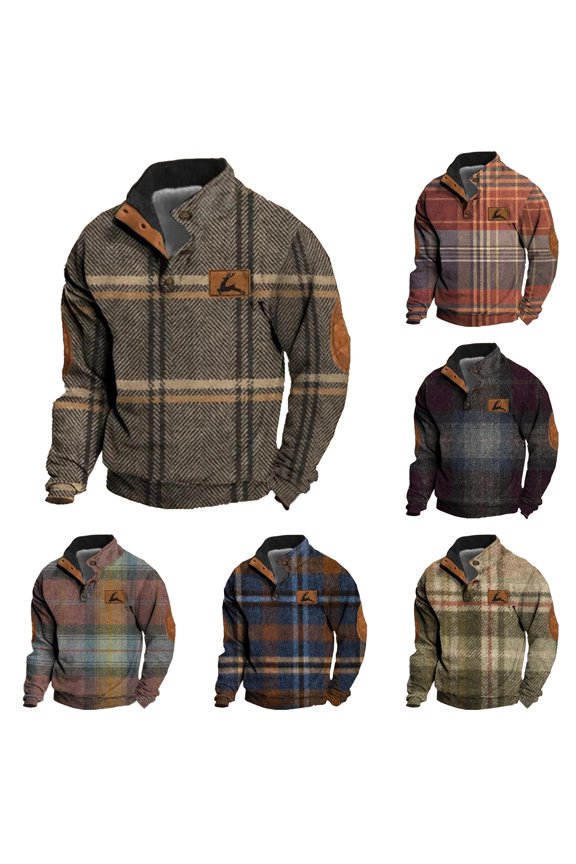Buckle Sweatshirt Men's 3D Print Autumn Winter Printed Sweatshirt Sweatshirt for Men No Hood XL