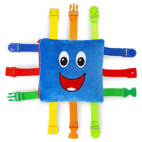 Buckle Toy Boomer Square - Learning Activity Toy, Develop Motor Skills, Easy Travel Toy