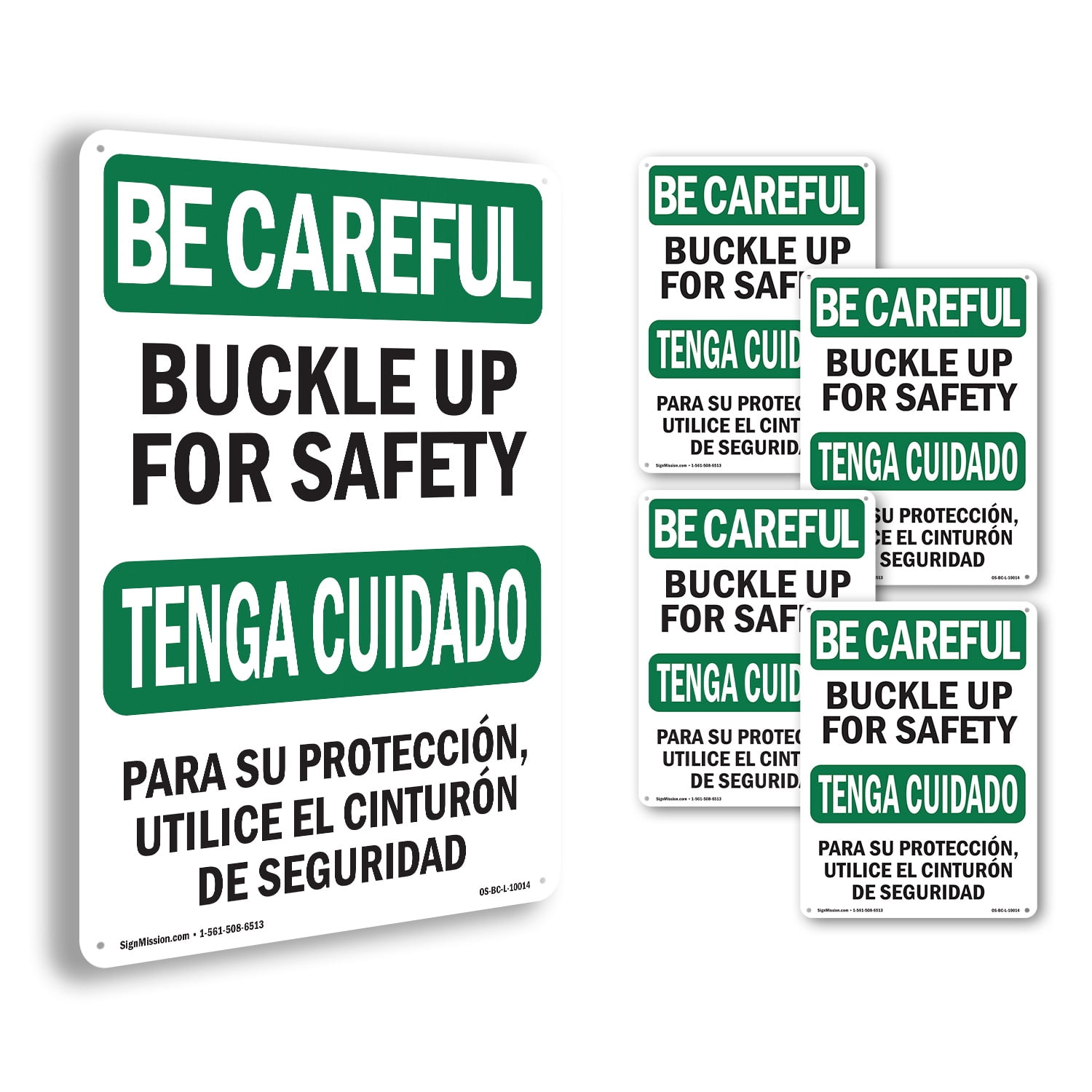 Buckle Up For Safety Bilingual OSHA Be Careful Aluminum Sign 24 Inch x ...