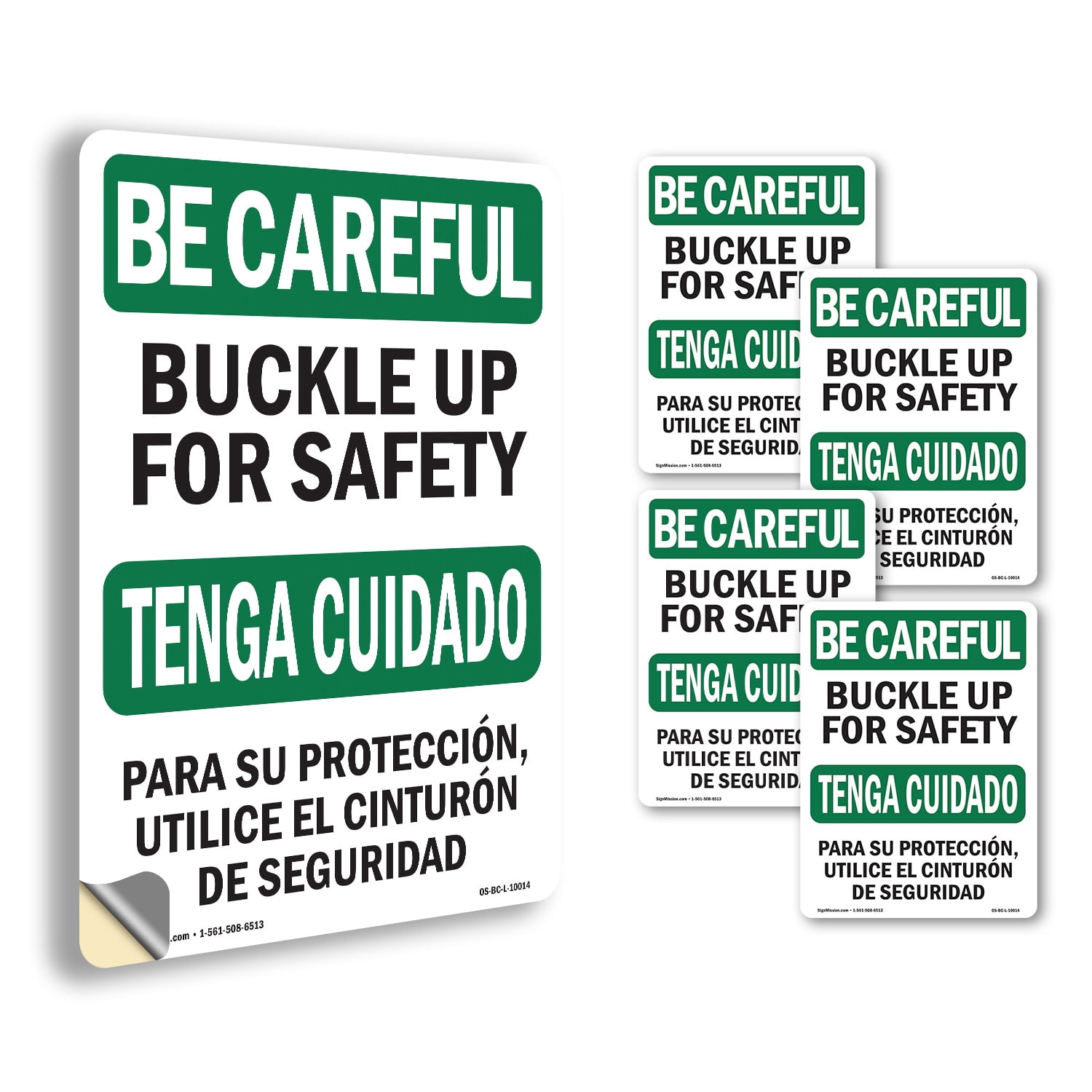 Buckle Up For Safety Bilingual OSHA Be Careful Vinyl Decal Label 14 ...