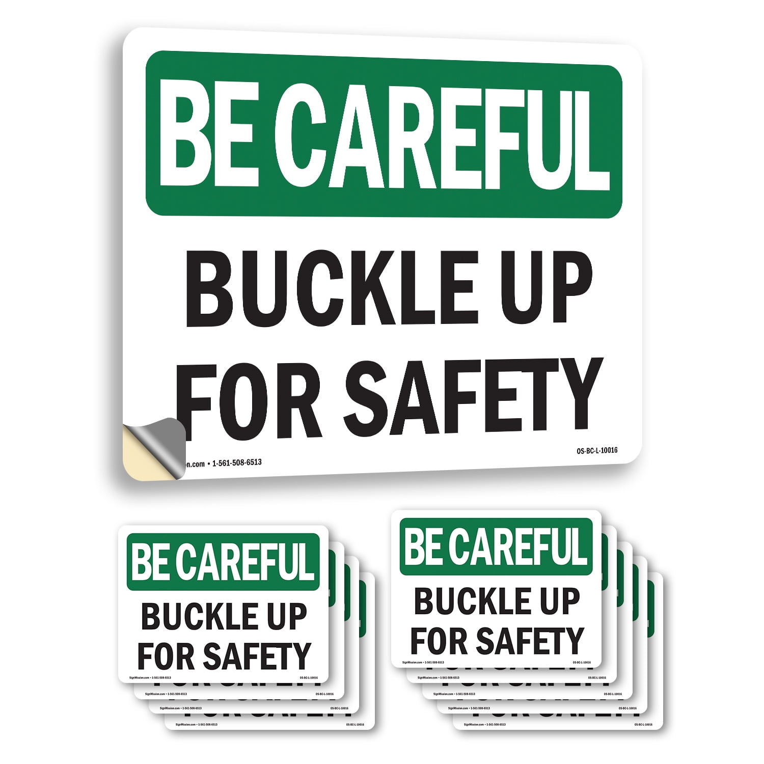 Buckle Up For Safety OSHA Be Careful Vinyl Decal Label 10 Inch x 7 Inch ...