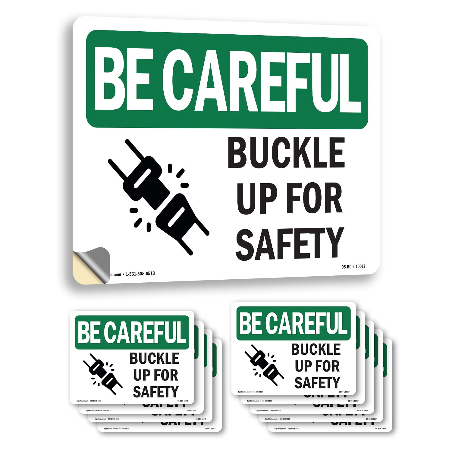 Buckle Up For Safety OSHA Be Careful Vinyl Decal Label 7 Inch x 5 Inch ...