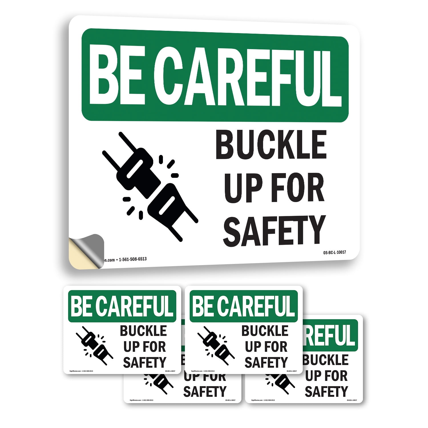Buckle Up For Safety OSHA Be Careful Vinyl Decal Label 7 Inch x 5 Inch ...