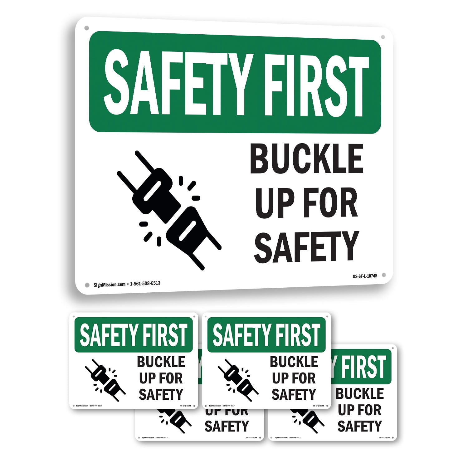 Buckle Up For Safety OSHA SAFETY FIRST Rigid Plastic Sign 14 Inch x 10 ...