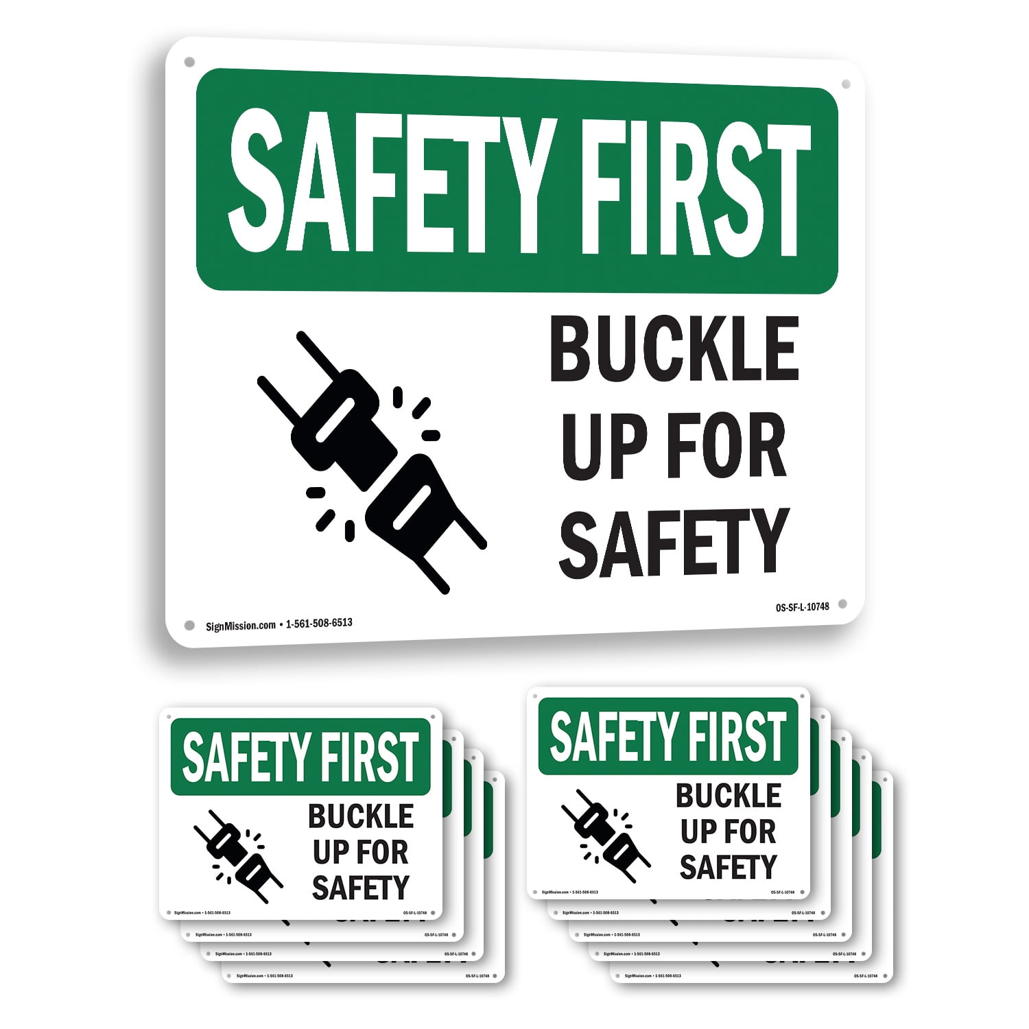 Buckle Up For Safety OSHA SAFETY FIRST Rigid Plastic Sign 24 Inch x 18 ...