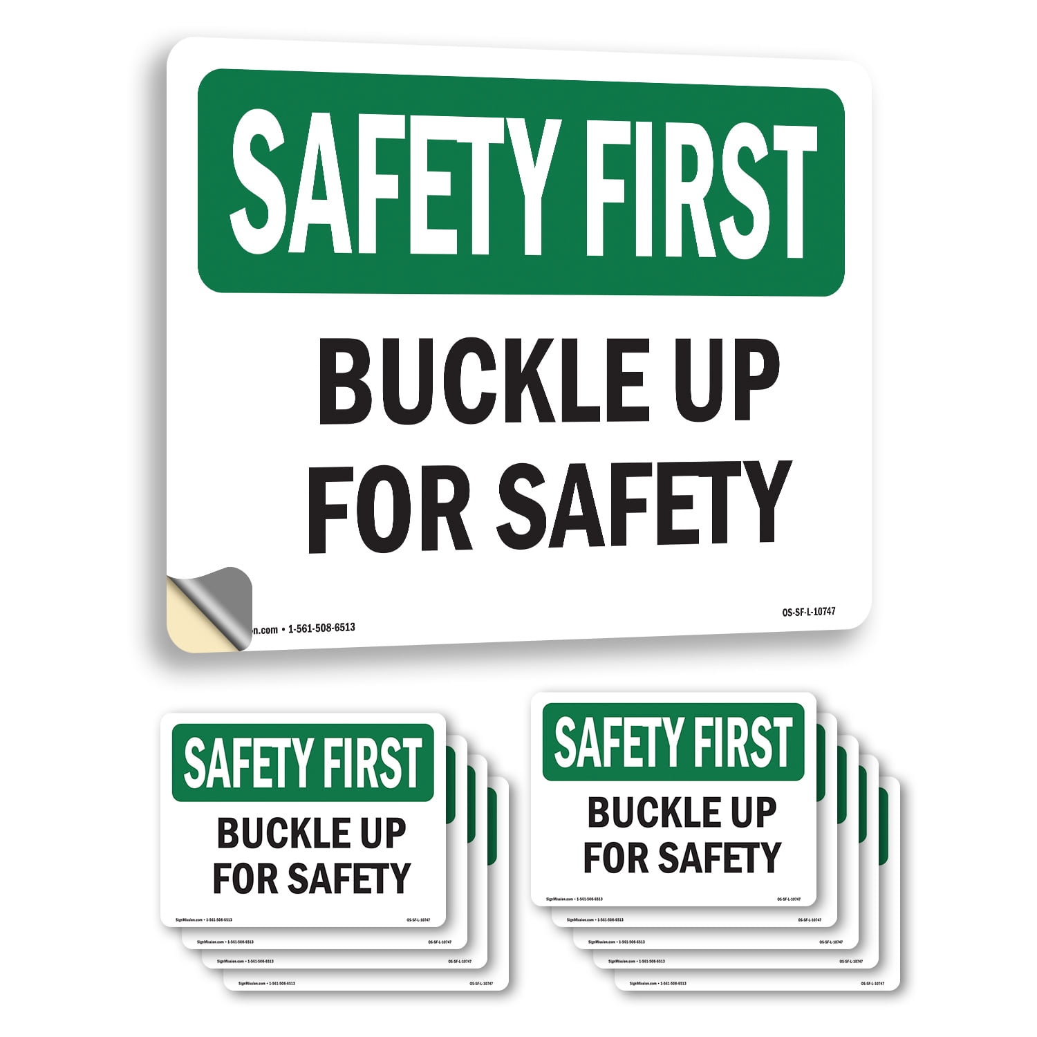 Buckle Up For Safety OSHA SAFETY FIRST Vinyl Decal Label 24 Inch x 18 ...