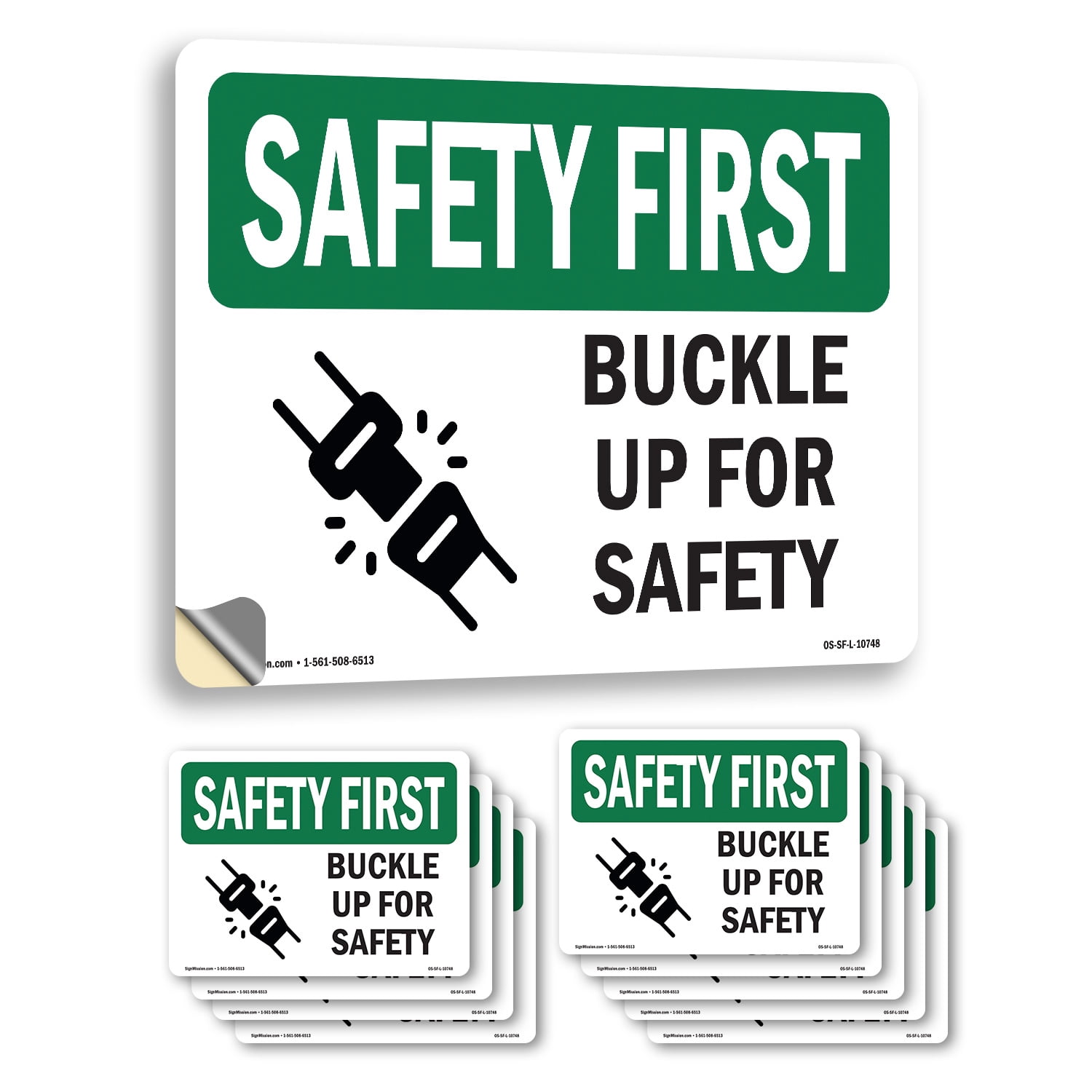 Buckle Up For Safety OSHA SAFETY FIRST Vinyl Decal Label 24 Inch x 18 ...