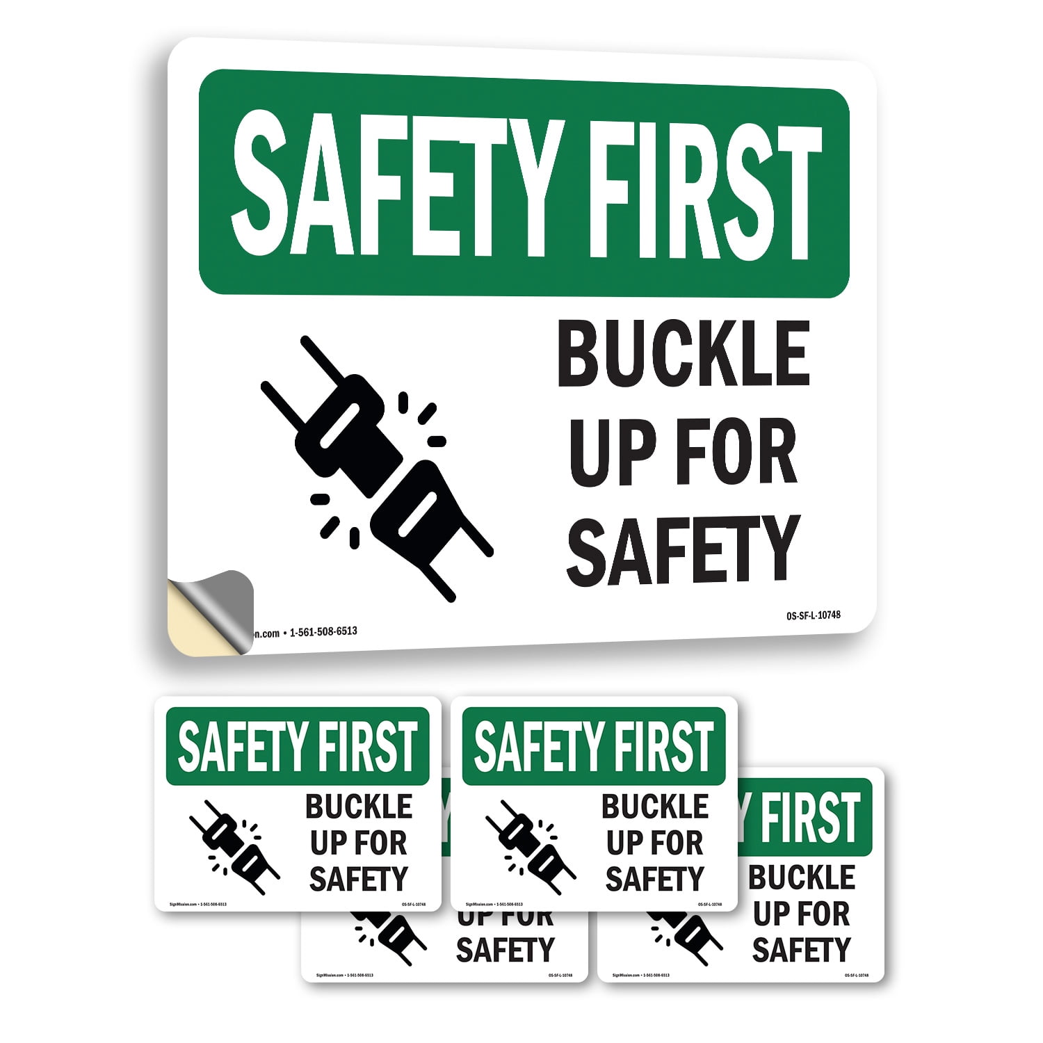 Buckle Up For Safety OSHA SAFETY FIRST Vinyl Decal Label 24 Inch x 18 ...