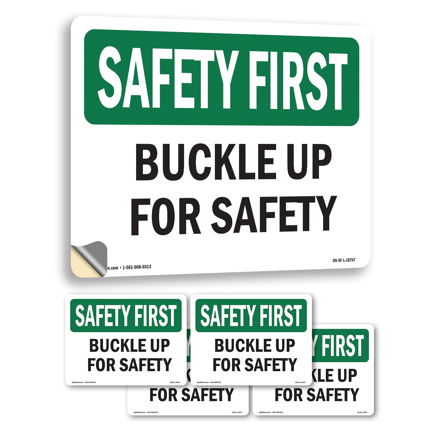 Buckle Up For Safety OSHA SAFETY FIRST Vinyl Decal Label 24 Inch x 18 ...