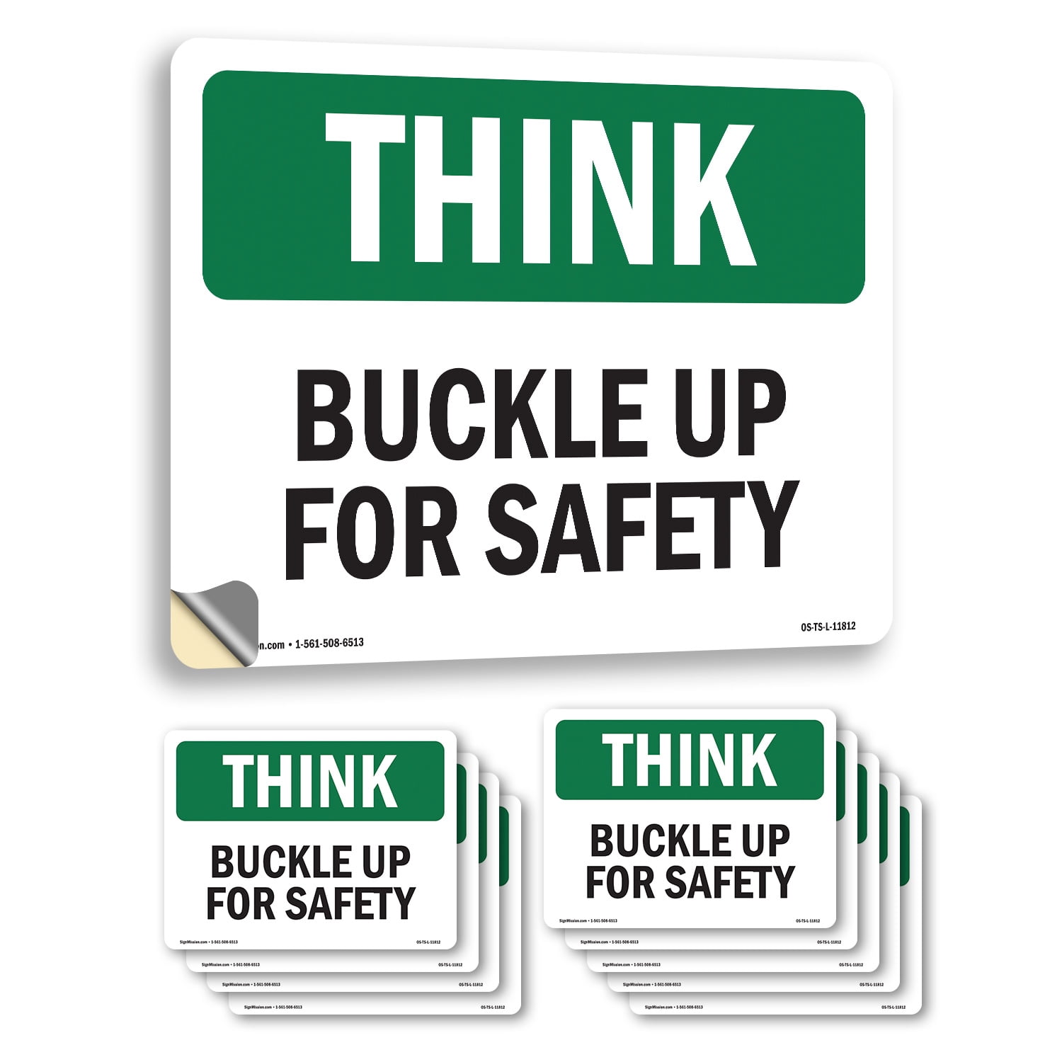 Buckle Up For Safety OSHA Think Vinyl Decal Label 24 Inch x 18 Inch ...