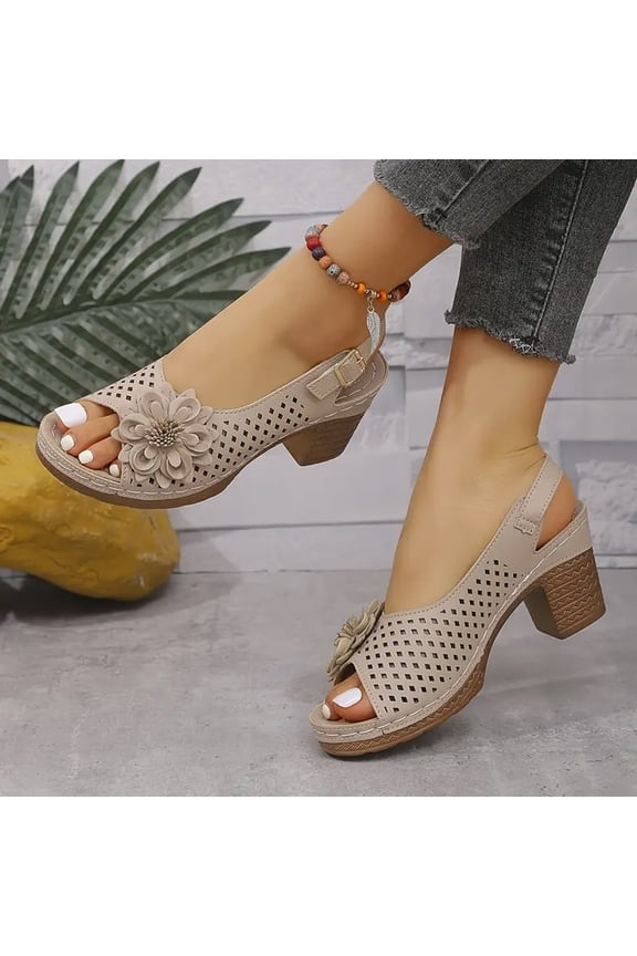 Buckled Square Heel Sandals for Women,Dressy Peep Toe Slingback Low Heeled Wedge Shoes Dress Sandals Heel Sandals For Women 2025