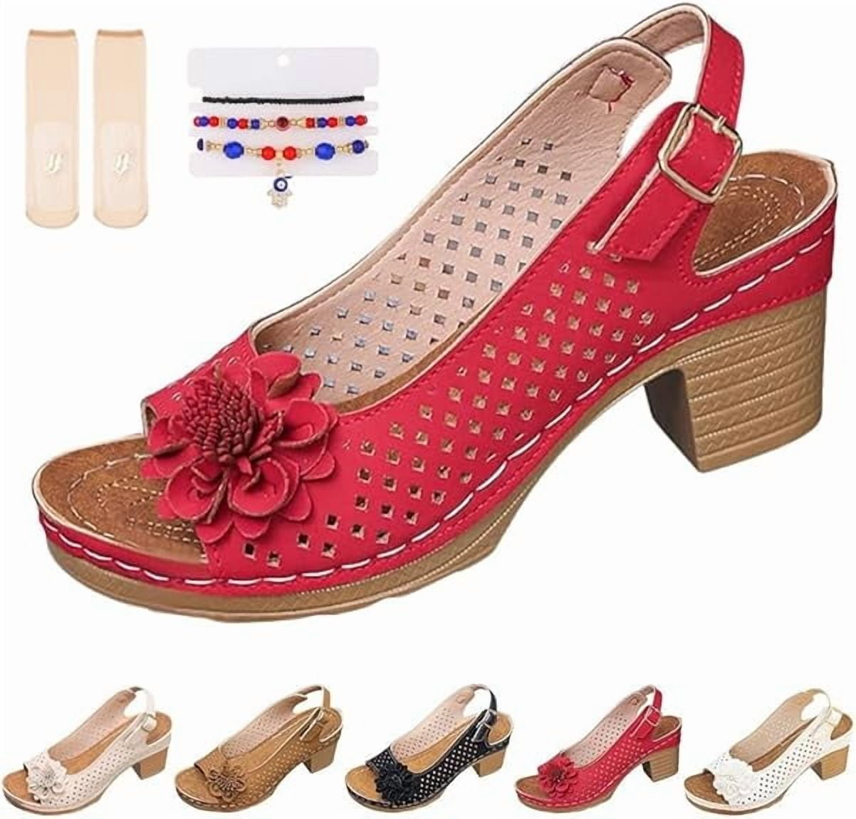 forever Link Women's Shoes Low Wedge Heel Peep Toe, Medium