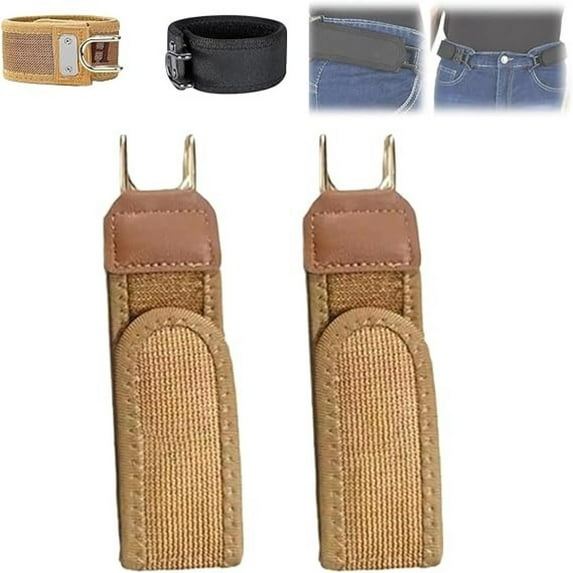 Buckleless Belt Hook, 2Pcs Metal Hook Elastic Belt, No Buckle Belts for Men Metal Hook Elastic Belt, Unisex Buckle-Less Invisible Waist Belts for Work & Edc,2PCS