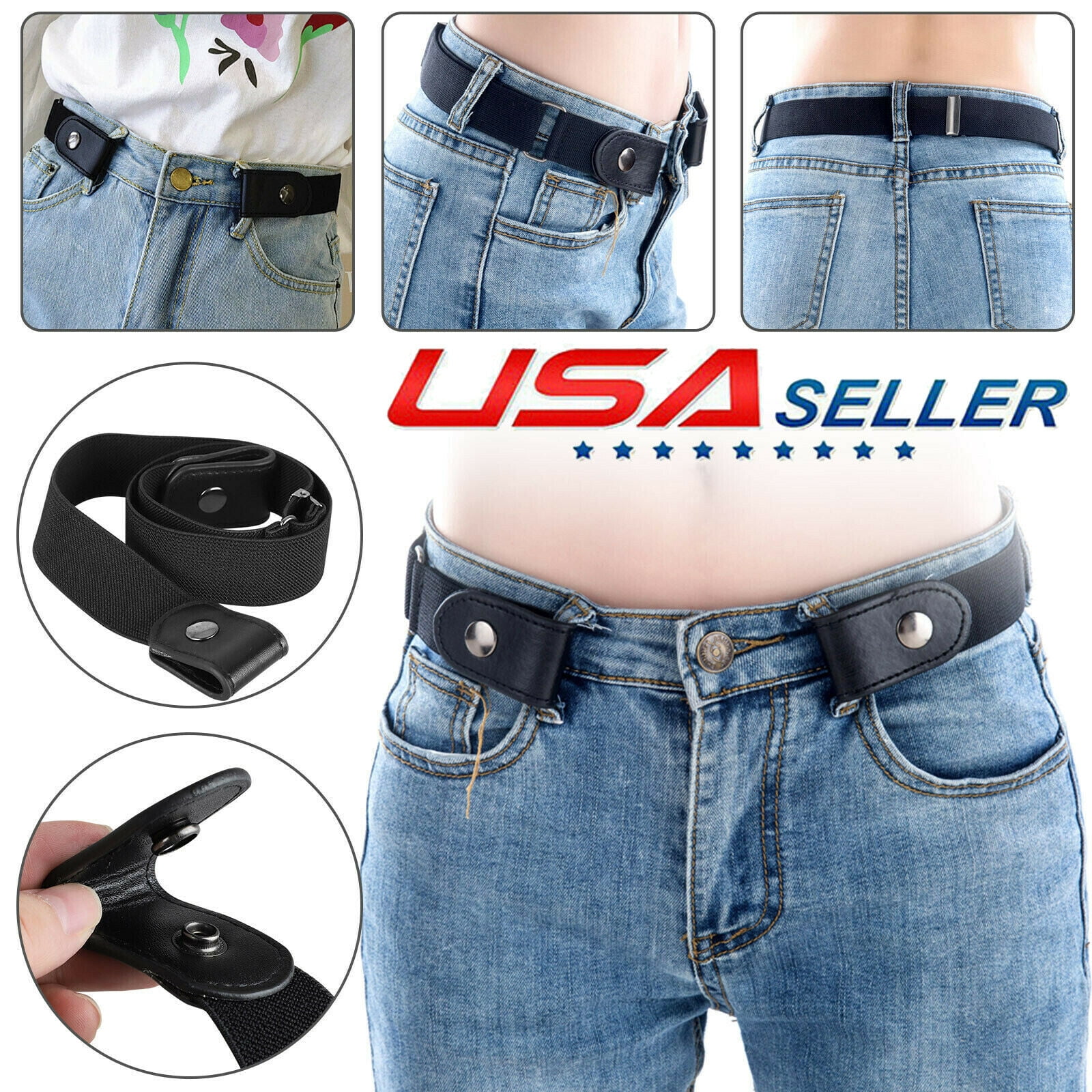 No Buckle Invisible Stretch Belt Buckle-Free Elastic Belt for Women and Men  