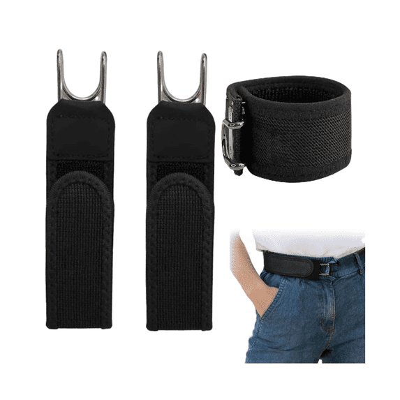 Buckleless Elastic Belt - Tactical Metal Hook Waistband Belt for Men & Women, Invisible Work Belt for Jeans, Pants, Shorts, Outdoor EDC, No-Buckle Comfort, Adjustable & Slim Fit(2pcs)