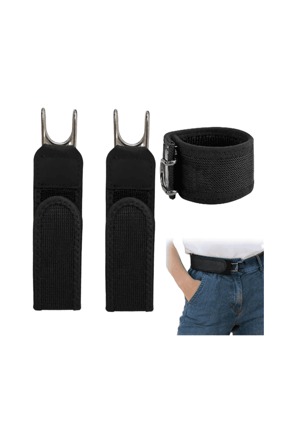 Buckleless Elastic Belt - Tactical Metal Hook Waistband Belt for Men & Women, Invisible Work Belt for Jeans, Pants, Shorts, Outdoor EDC, No-Buckle Comfort, Adjustable & Slim Fit2pcs