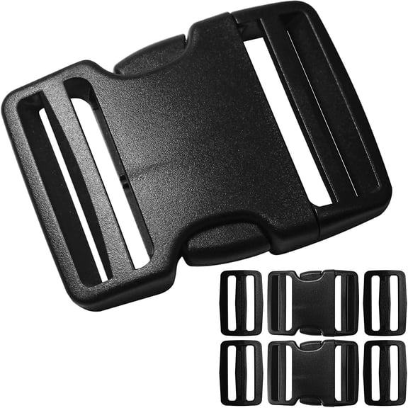 Buckles for 2 inch Wide Webbing Straps: Quick Side Release Buckle Clip 2 set and Tri-Glide Slide 4 pcs Fit 2" Nylon Web Belt, Plastic Snap Fastener Clip Heavy Duty Replacement Dual Adjustable