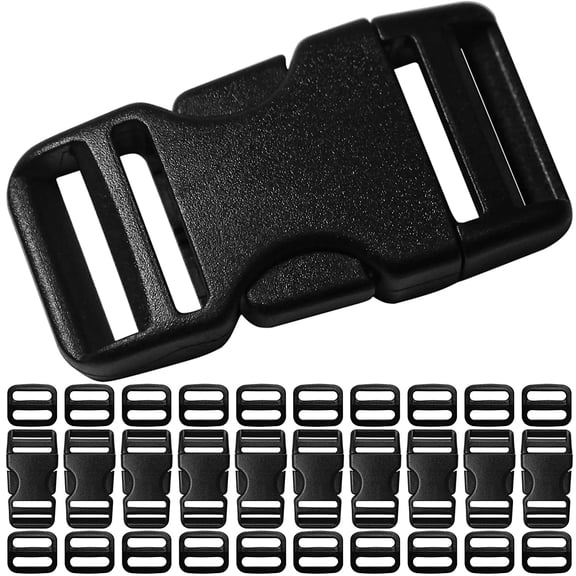 Buckles for 3/4 inch Wide Webbing Straps: Quick Side Release Buckles 10 set and Tri-Glide Slide 20 pcs Fit 0.75" Nylon Web Belt, Plastic Snap Fastener Clip Replacement Dual Adjustable