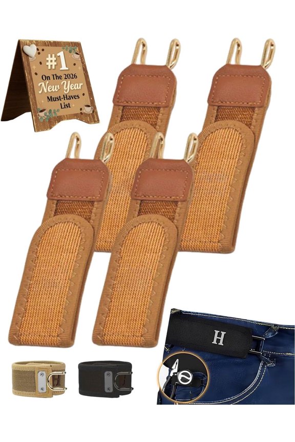 Buckless Belt, Metal Hook Elastic No Buckle Belt Bro, Adjustable Work Side Belt for Men Women