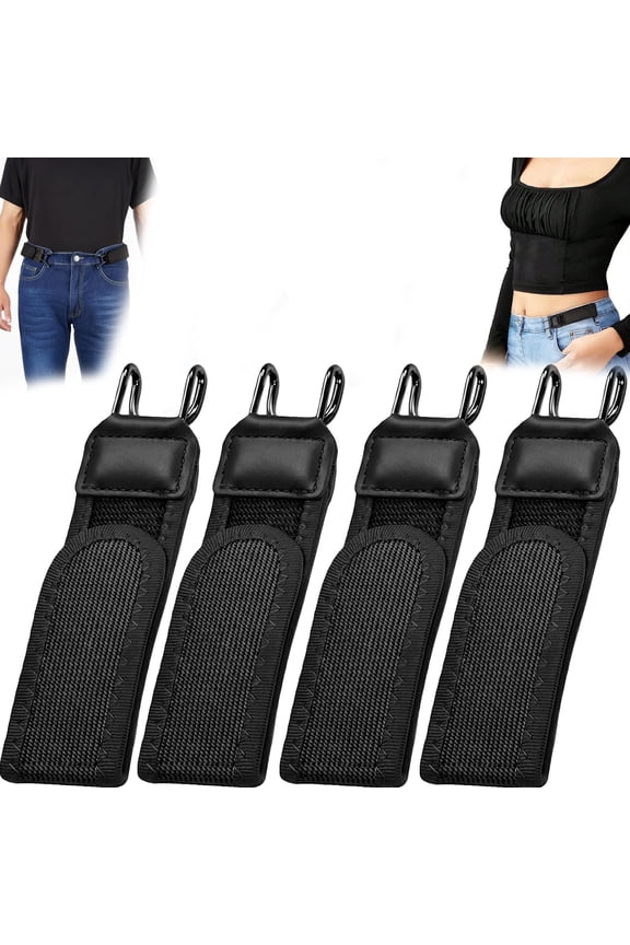 Buckless Belts for Mens and Women, No Buckle Elastic Belt, Metal Hook Elastic Loops