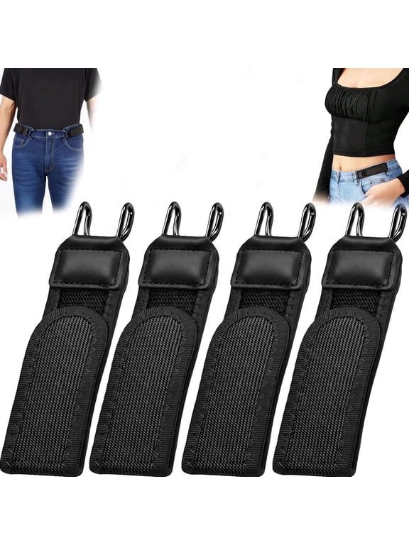 Buckless Belts for Mens and Women, No Buckle Elastic Belt, Metal Hook Elastic Loops