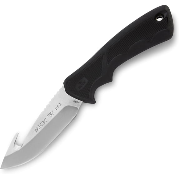 Buck Knives 685 Large BuckLite Max II Guthook Hunting Knife, 4" Fixed Blade, Rubber Handle, 4.7 oz