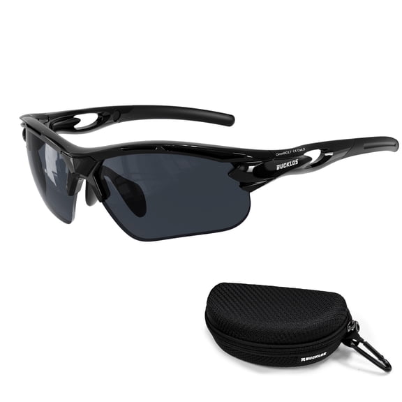 BUCKLOS Polarized Sports Sunglasses for Men, TR90 Cycling Glasses UV400 Protection Coating, Anti Glare Cycling Glasses, Running Fishing Baseball Driving, Lightweight Baseball Eyewear