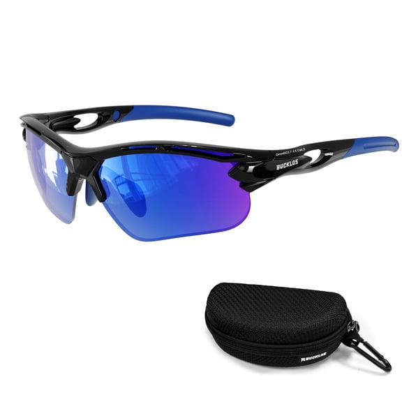 BUCKLOS Polarized Sports Sunglasses for Men, TR90 Cycling Glasses UV400 Protection Coating, Anti Glare Cycling Glasses, Running Fishing Baseball Driving, Lightweight Baseball Eyewear