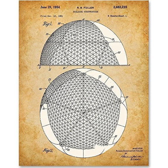 Buckminster Fuller Dome - 11x14 Unframed Patent Print - Great for Architects